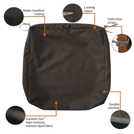 Classic Accessories Ravenna Water-Resistant 25x25x5" Patio Seat Cushion Cover, Espresso 60-351-016601-RT
